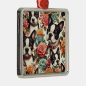 Schattigee Boston Terrier Illustratie Metalen Ornament (Rechts)