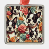 Schattigee Boston Terrier Illustratie Metalen Ornament (Voorkant)