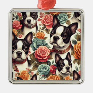 Schattigee Boston Terrier Illustratie Metalen Ornament