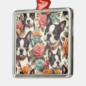 Schattigee Boston Terrier Illustratie Metalen Ornament (Links)