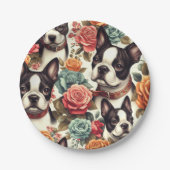 Schattigee Boston Terrier Illustratie Papieren Bordje (Voorkant)
