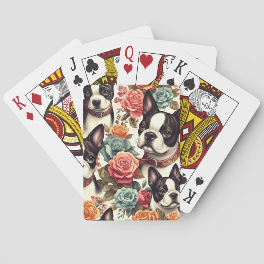 Schattigee Boston Terrier Illustratie Pokerkaarten (Achterkant)