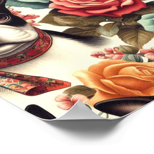 Schattigee Boston Terrier Illustratie Poster (Hoek)