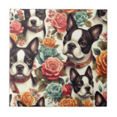 Schattigee Boston Terrier Illustratie Tegeltje (Voorkant)