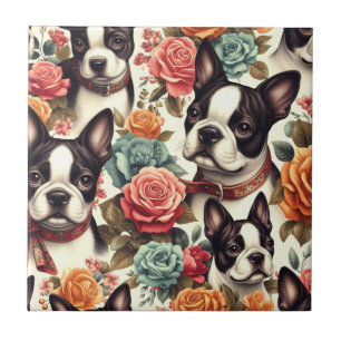Schattigee Boston Terrier Illustratie Tegeltje
