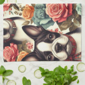 Schattigee Boston Terrier Illustratie Theedoek (Gevouwen)