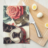 Schattigee Boston Terrier Illustratie Theedoek (Quarter Fold)