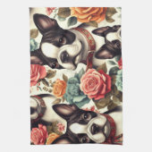 Schattigee Boston Terrier Illustratie Theedoek (Verticaal)