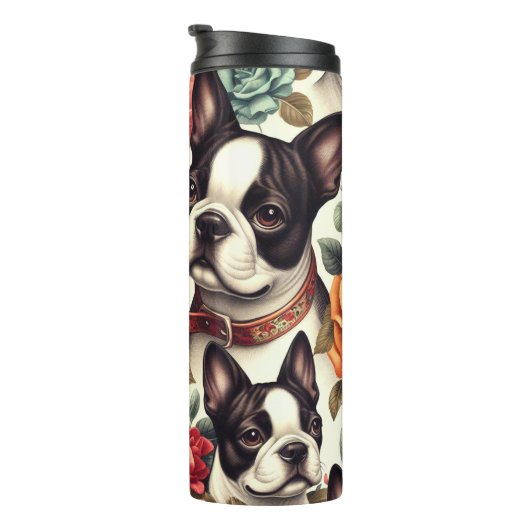 Schattigee Boston Terrier Illustratie Thermosbeker (Geroteerd rechts)