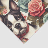 Schattigee Boston Terrier Illustratie Tissuepapier (Detail)