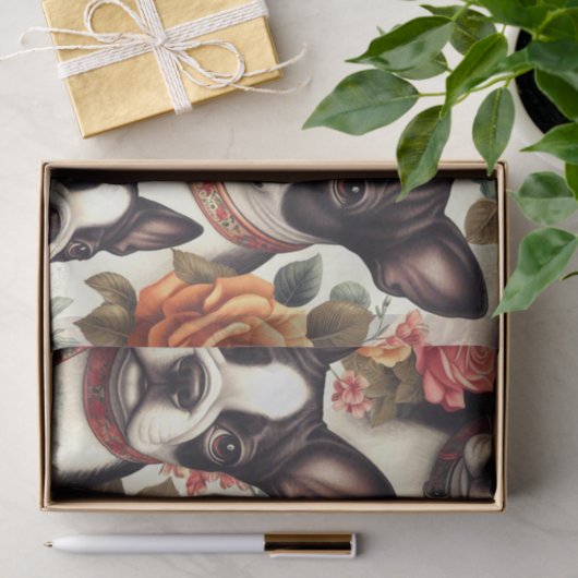 Schattigee Boston Terrier Illustratie Tissuepapier (Geschenk)
