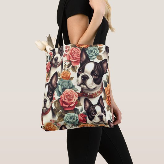 Schattigee Boston Terrier Illustratie Tote Bag (Dichtbij)