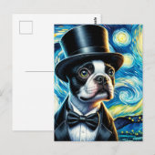 Schattigee Boston Terrier in een Tophat Van Gogh Briefkaart (Voorkant / Achterkant)