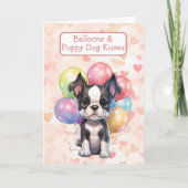 Schattigee Boston Terrier met Balloons Valentijn K Feestdagen Kaart (Voorkant)