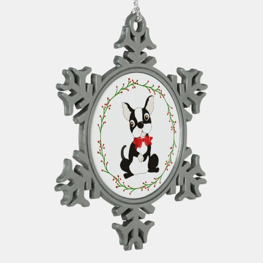 Schattigee Boston Terrier Ornament Kerst (Links)