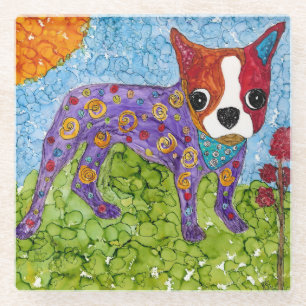 Schattigee Boston Terrier Puppy Glass Onderzetter Glazen Onderzetter