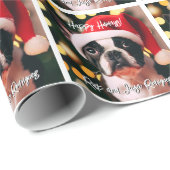 Schattigee Boston Terrier Puppy met Santa Hat Cadeaupapier (Rol Hoek)