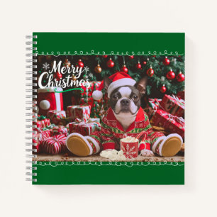 Schattigee Boston Terrier pyjama gepersonaliseerd Notitieboek