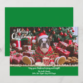 Schattigee Boston Terrier pyjama gepersonaliseerde Feestdagenkaart (Voorkant / Achterkant)