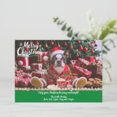 Schattigee Boston Terrier pyjama gepersonaliseerde Feestdagenkaart (Staand voorkant)