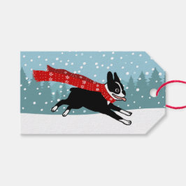 Schattigee Boston Terrier wintervakantie van Cadeaulabel
