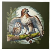 Schattigee bosvogels oehoe tegeltje (Voorkant)