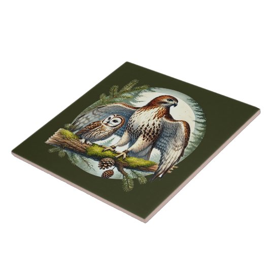 Schattigee bosvogels oehoe tegeltje (Zijkant)