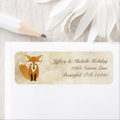 Schattigee bosvos met natuurlijke grunge achtergro etiket (Insitu)