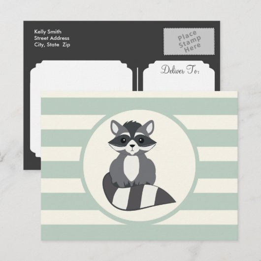 Schattigee boswasbeer; licht salie groen briefkaart (Voorkant / Achterkant)