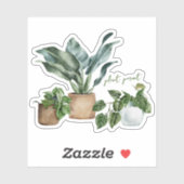 Schattigee Botanische groen Plant Ouder Vinyl Stic Sticker (Vel)