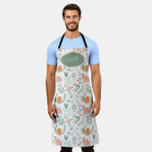 Schattigee botanische pastel bloemmotief groene na schort (Gedragen)