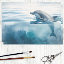 Schattigee Bottlenose Dolfijn Waterverf Decoupage