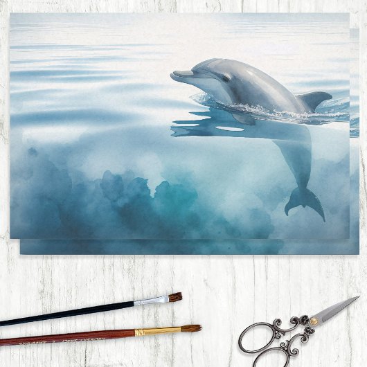 Schattigee Bottlenose Dolfijn Waterverf Decoupage Tissuepapier