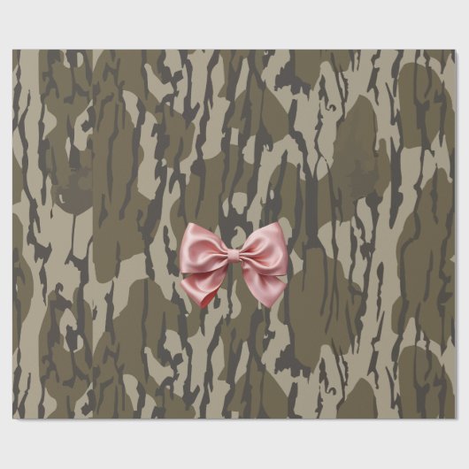 Schattigee Bottomland Camo Esthetische Roze Ribbon Cadeaupapier (Vlak)