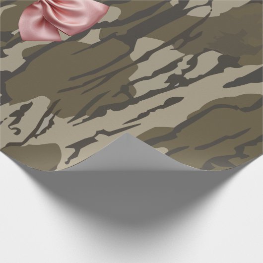 Schattigee Bottomland Camo Esthetische Roze Ribbon Cadeaupapier (Hoek)
