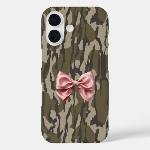 Schattigee Bottomland Camo Esthetische Roze Ribbon iPhone 16 Hoesje