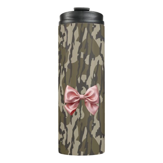 Schattigee Bottomland Camo Esthetische Roze Ribbon Thermosbeker (Voorkant)
