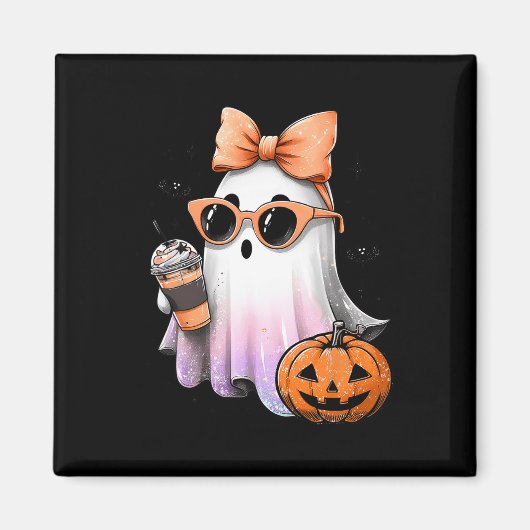 Schattigee Bougie Ghost Coffee Pumpkin Spooky Seas Magneet (Voorkant)