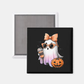 Schattigee Bougie Ghost Coffee Pumpkin Spooky Seas Magneet (Voorkant / Achterkant)