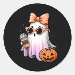 Schattigee Bougie Ghost Coffee Pumpkin Spooky Seas Ronde Sticker