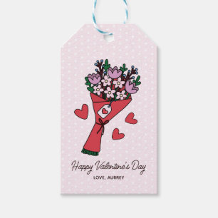 Schattigee bouquet harten polka dot Valentijnsdag Cadeaulabel