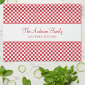 Schattigee Bourgogne Rood Wit Frans Plaid Check Go Theedoek (Gevouwen)