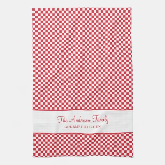 Schattigee Bourgogne Rood Wit Frans Plaid Check Go Theedoek (Verticaal)