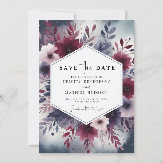 Schattigee Bourgondische bruiloft Save The Date (Voorkant)