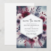 Schattigee Bourgondische bruiloft Save The Date (Voorkant / Achterkant)