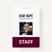 Schattigee Bourgondische werknemer naam foto perso Badge (Voorkant)