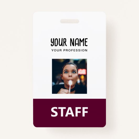 Schattigee Bourgondische werknemer naam foto perso Badge (Voorkant)