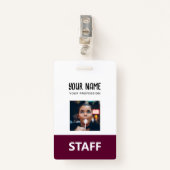 Schattigee Bourgondische werknemer naam foto perso Badge (Voorkant met clip)