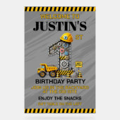 Schattigee bouw 1e verjaardagsfeest acryl bord (Voorkant)