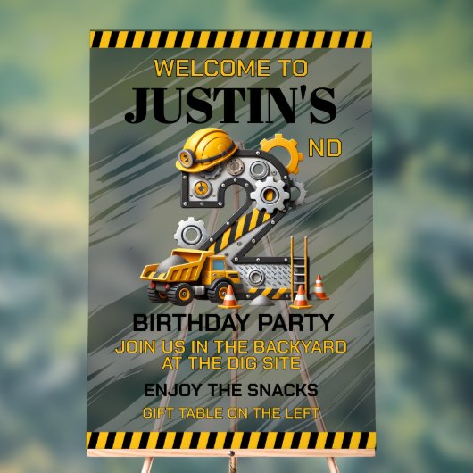 Schattigee bouw 2e verjaardag acryl bord (Neutraal)